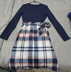 Plaid Long Sleeve Dress Size S